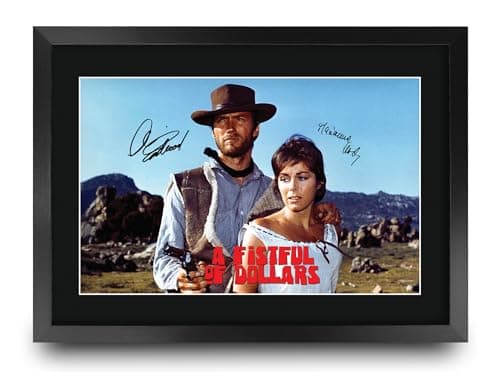Image of HWC Trading A Fistful of Dollars Scene 2 Gifts Printed Signed Autograph Picture for Movie Memorabilia Fans - A3 Framed