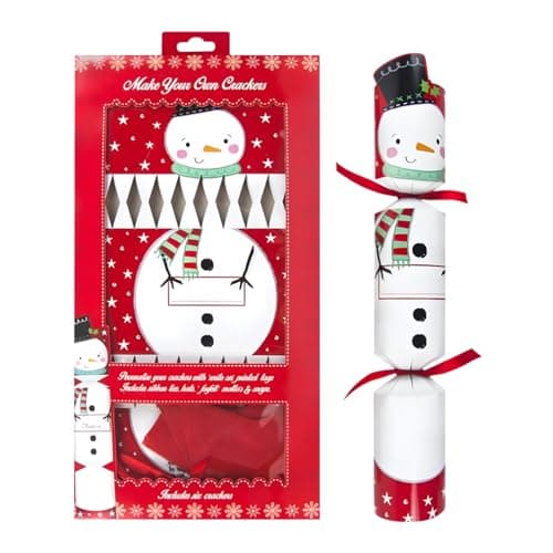 Image of YöL Make Your Own Snowman Christmas Crackers Kit – DIY Personalised Crackers with Ribbons, Hats, Mottos, Snaps & Name Tags – Fun Family Craft Activity – Pack of 6 – 36.5 cm Paper Crackers