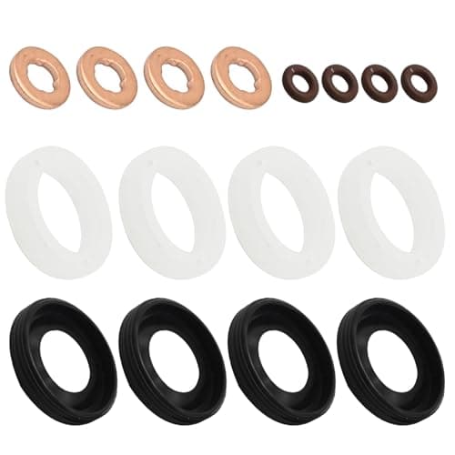 Image of MospdyGear 16Pcs 198185 Fuel Injector Seal Washer O Ring Set, Replacement for Citroen Berlingo 1.6 HDi C4 Picasso Replacement for Ford Focus MkII, Replaces 1314368