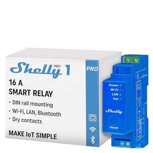 Image of Shelly Pro 1, Wi-Fi 1 Channel Smart Relay Switch with Dry Contacts, Home Automation, Compatible with Alexa & Google Home, iOS Android App, No Hub Required, Remote Control & Timer Schedule