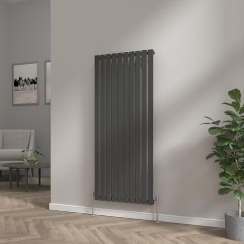 Image of NRG 1600x680 Vertical Column Designer Radiator Black Single Flat Panel