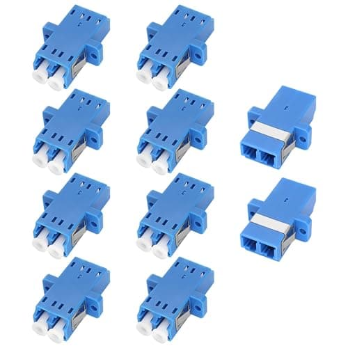 Image of XMSJSIY LC Fiber Optic Connector Coupler Female to Female Adapter Duplex Single Mode LC/UPC Coupler Fiber Optic Connectors Extend for Network Internet -10 PCS