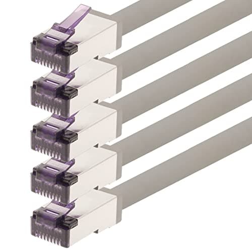 Image of 1aTTack.de - 0.5m - CAT6a Superflex Ethernet Gigabit LAN network cable RJ45 CAT6 A patch cable 10000 Mbit s SFTP PIMF 500 MHz compatible with CAT6 CAT5 - gray - 5 pieces