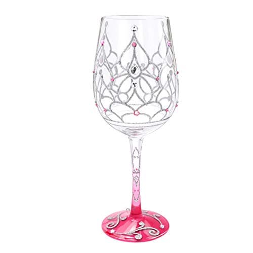 Image of NymphFable Coloured Wine Glass Princess Crown Artisan Painted Glass 15 oz Novelty Gift for Birthdays,Weddings,Valentine's Day