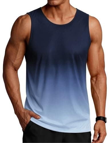 Image of PINSPARK Tank Top for Men Workout Sleeveless T-Shirts Training Summer Bodybuilding Vests Athletic Blue S