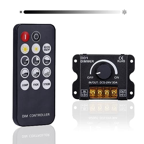 Image of GOMING DC 5V 12V 24V 30A RF LED Light Strip Dimmer PWM Dimming Controller Wireless Control or Through The Knob to Adjust Brightness Suitable for LED Strip Lights