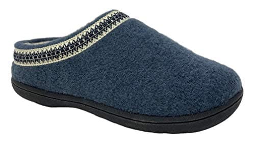 Image of Clarks Womens Wool Felt Clog Slippers JMH1319T - Warm Cozy Plush Faux Fur Lined - Indoor Outdoor House Slipper for Women, Teal, 6.5 UK