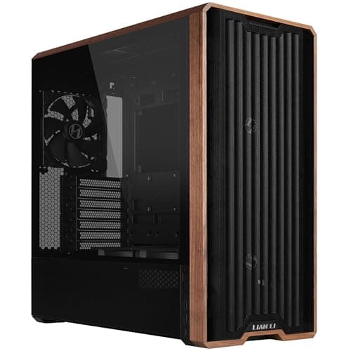 Image of Lian Li Lancool 217 PC Case Black | ATX Mid Tower, Tempered Glass, 5 Fans, Walnut Wood Accents, Mesh Front, Back-Connect Compatible
