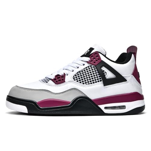 Image of Men's Basketball Shoes Breathable Non-Slip Athletic Sneakers for Training and Outdoor Sports (White Purple,6)