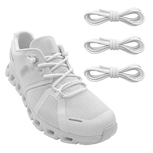 Image of NDTEZUGT 3 Pairs Elastic Shoe Laces Replacement Laces for Running Shoes,Stretch Round Shoe Strings Replacement Shoestrings for Sneakers,No Tie Shoe Laces for Kids and Adults (3 Pairs White)