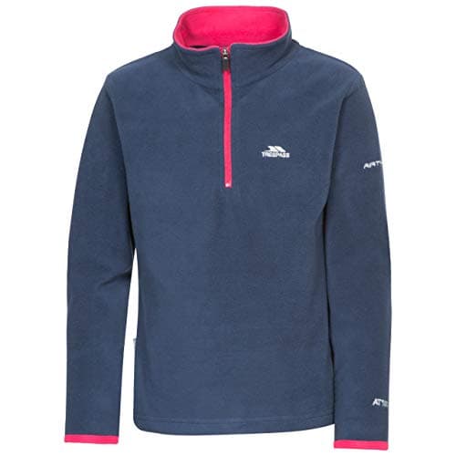 Image of Trespass Girls Fleece Jumper Sybil - 1/2 Zip Contrast Colour, Binding on Cuffs, Facing on Inner Collar, Knitted, 100% Polyester Navy
