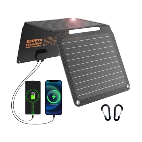Image of FlexSolar 20W Solar Panel Charger Portable Foldable Fast Charging QC3.0 USB-A USB-C Output Small Power IP67 Waterproof Camping Backpacking Hiking Emergency for Phones Power Banks Flashlight Fans