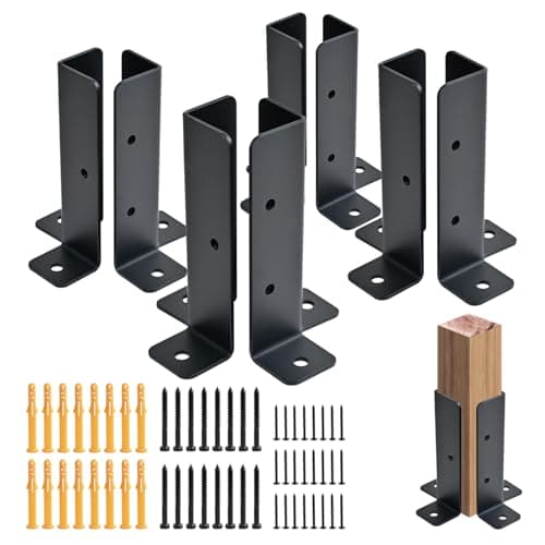 Image of 8 PCS Adjustable Deck Post Anchor Base Brackets Fit 1.5x1.5,2x2,2x4,4x4 Post, Wood Fence Pergola Post Base Brackets Kit for Decking, Fencing, Pergola, Railing, Mailbox Mount, Patio Covers
