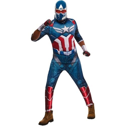 Image of Rubies Official Brave New World Captain America Deluxe Adult, Adult Fancy Dress, Small Halloween
