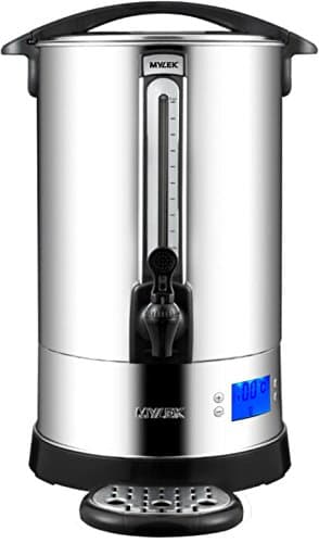 Image of MYLEK Catering Urn, 16L Hot Water Boiler Dispenser, Commercial Digital Urn Kettle, Brews and Mulled Wine Heater - Energy Efficient, Stainless Steel, 60-100°C Thermostat, Cafe, Office, Home, 16 Litre