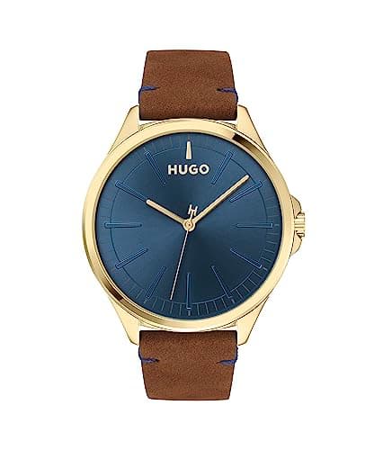 Image of HUGO Analogue Quartz Watch for Men #Smash Collection with Brown Leather Strap - 1530134