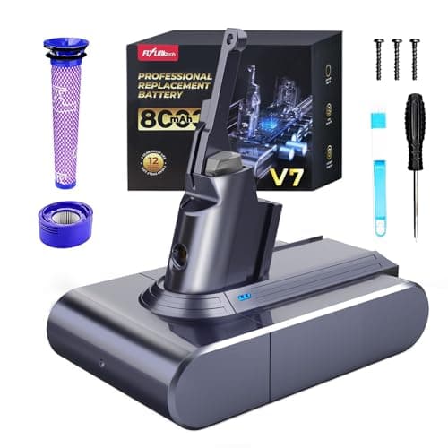 Image of 8000mAh Dyson V7 Battery Replacement, FLYLINKTECH Li-ion Battery for Dyson V7 SV11 Compatible with Animal Fluffy Trigger Motorhead and Total Series Vacuum Cleaner with 2 Filters