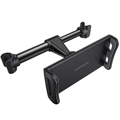 Image of Lamicall Car Tablet Holder, Car Headrest Mount - Universal 360 Rotating Car Seat Stand Cradle for All 4.4~11" Tablets, iPad Pro 9.7, 10.5, 11, iPad Air mini 2 3 4 5 6, iPhone, Switch, Tab - Black