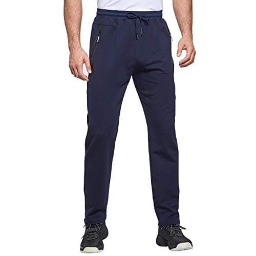 Image of JustSun Tracksuit Bottoms Mens Joggers Slim Fit Jogging Bottoms Sports Trousers Running Gym Sweatpants with Zip Pockets Cotton Blue S