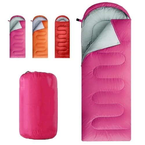 Image of Sleeping Bag for Camping,Sleeping Bags for Adults Backpacking Waterproof,3 Seasons Adult Blanket,Small Packed Ultralight Carry Bag, Soft,Thick and Warm,for Outdoor Camping,Travel,Hiking (Rose red)