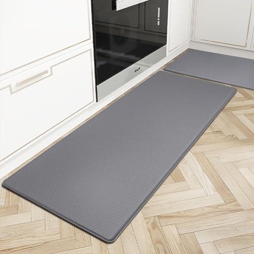Image of Artnice Anti Fatigue Mat for Standing Desk 2 Piece,Grey Standing Mat for Standing Desk,Kitchen Memory Foam Floor Mats,Kitchen Floor Mats Cushioned Anti Fatigue for Work Station, Kitchen,Laundry