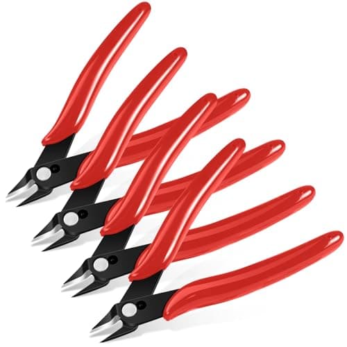 Image of Ainiv 4PCS Micro Wire Cutter, Spring-Loaded Side Cutting Pliers Flush Cutters, Precision Diagonal Cutting Pliers in CRV Steel, Wire Snips for Electrical, Homes, Craft, Jewellery, 3D Print Models-Red