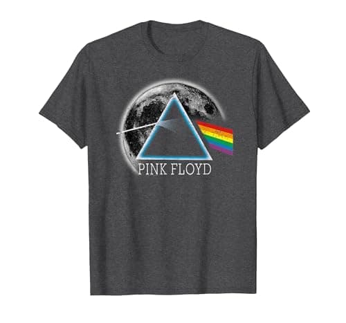 Image of Official Pink Floyd Dark Side of The Moon Rock Band Music T-Shirt, Men, Dark Heather Grey, Large