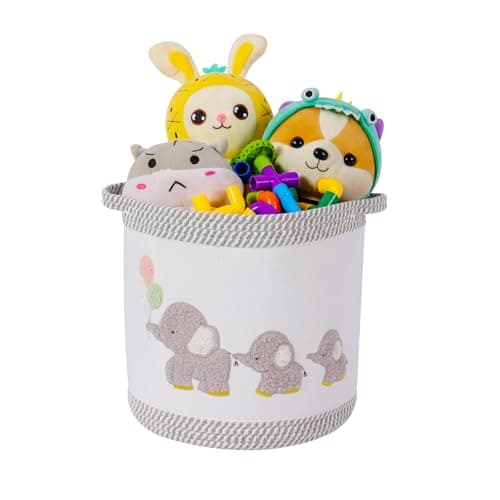 Image of Baby Toy Basket Baby Washing Baskets Toy Storage Box, Kids Laundry Hamper Blanket Baskets, Cute Elephant Nursery Storage Basket Toy Organizer Bins For Girls Boys Kids Baby Shower Gifts Baskets