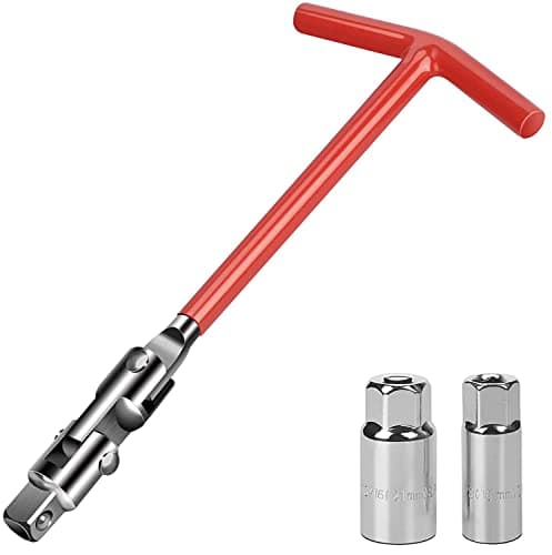 Image of drado Spark Plug Socket Wrench Set, Spark Plug Removal Tool, Spark Plug Spanner, T Bar Socket Wrench- 16mm 21mm- Red