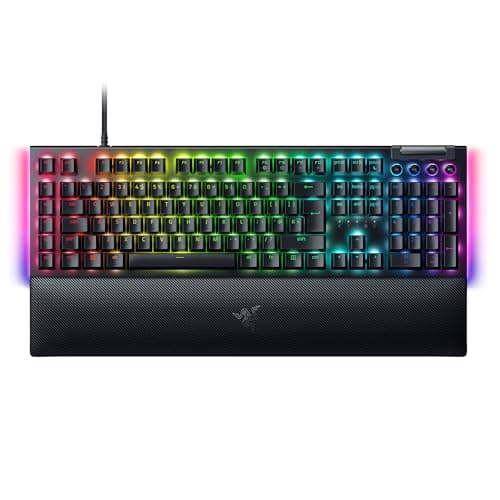 Image of Razer BlackWidow V4 (Green Switch) - Mechanical Gaming Keyboard Chroma RGB (Clicky Mechanical Switches, 6 Dedicated Macro Keys, Doubleshot ABS Keycaps) QWERTY UK Layout | Black