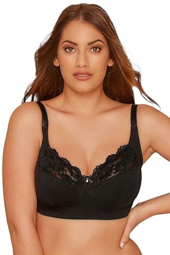 Image of Yours Curve Cotton Lace Trim Non-Padded Non-Wired Bralette - Women's - Plus Size Curve