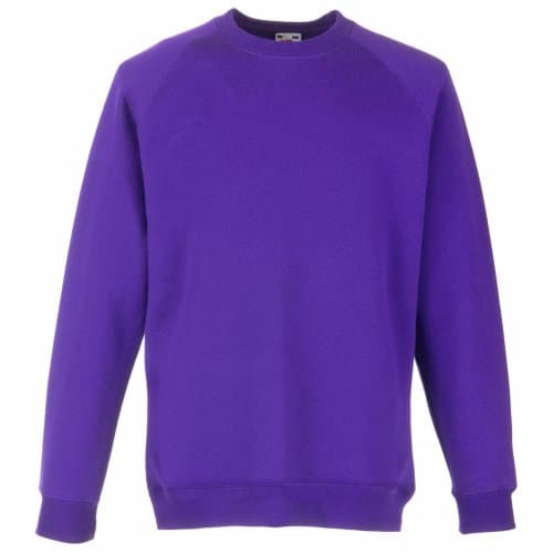 Image of Fruit of the Loom Childrens Unisex Raglan Sleeve Sweatshirt (14-15) (Purple)