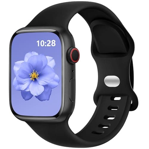 Image of DaQin Soft Silicone Band Compatible with Apple Watch Straps 44mm - Breathable Sport Band Compatible with Apple Watch Series 11 Strap/for iWatch Straps 45mm 44mm 46mm 49mm Series 10 9 8 7 6 5 4, Black