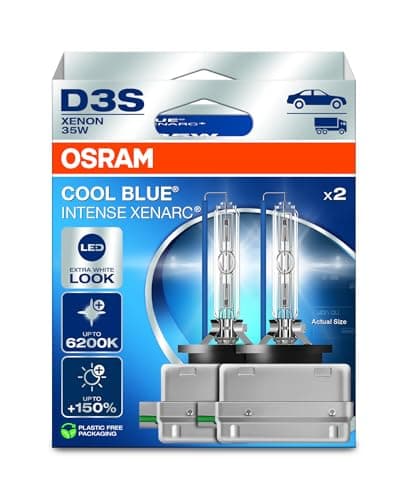 Image of OSRAM XENARC® COOL BLUE® INTENSE D3S, +150% more brightness, up to 6,200K, xenon headlight lamp, LED look, Hanging folding box (2 lamps)