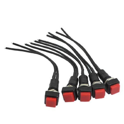 Image of sourcingmap 5Pcs 10mm Red Square Wired Horn NO Momentary Push Button Switch AC 250V 3A