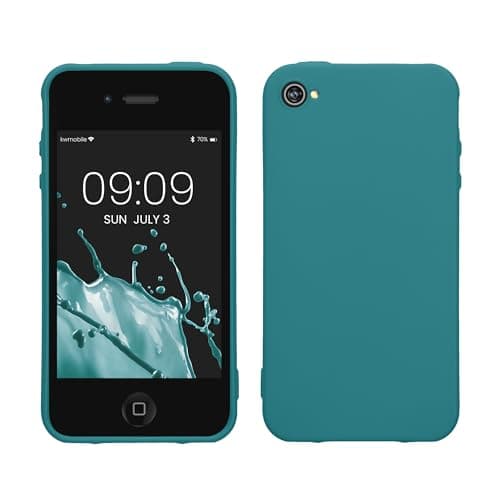 Image of kwmobile Case for Apple iPhone 4 / 4S Case - Soft Cover - Shockproof TPU Material - Wireless Charging - Teal Matte