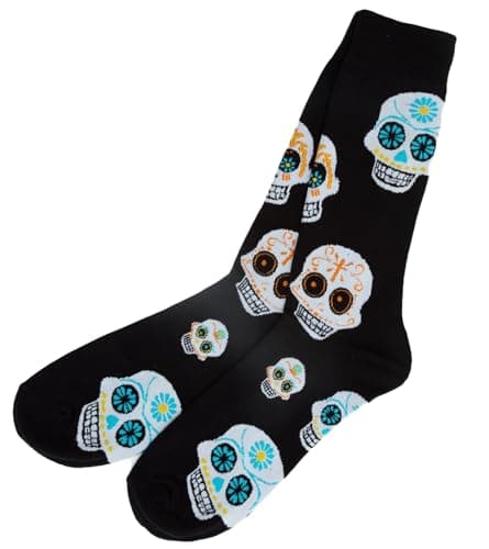 Image of Unisex Black Day Of The Dead Socks One Size UK 6-10 EU 40-45