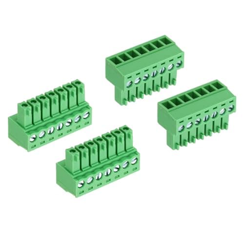Image of sourcing map 4Pcs PCB Terminal Block, 300V 8A Male 7 Pin 3.5mm Pitch PCB Screw Mount Terminal Block Connector for Industrial Use, Electronic Projects, Green
