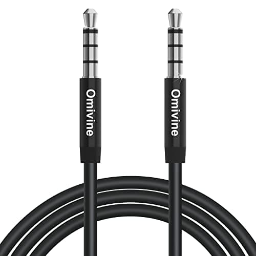 Image of Omivine 3.5mm Audio Cable 4-Pole TRRS Aux Male to Male Microphone Cord for Car, Headphone, Smartphone, Speaker, Laptop PC TV, MP3, Echo Dot, Tablet, Home Stereos, Laptop and More – 1M Black