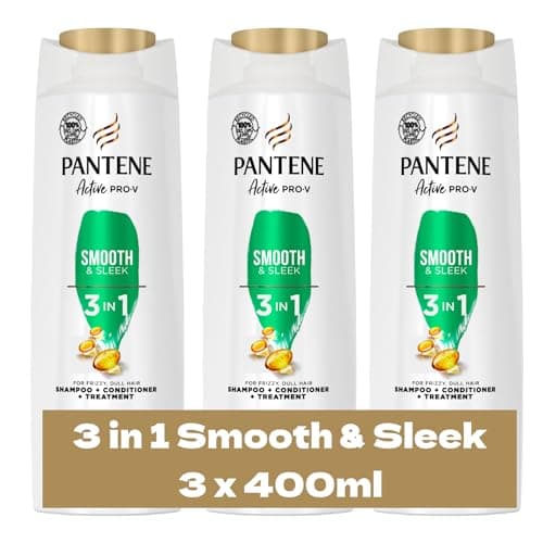 Image of 3 x 400mL | Pantene Active PRO-V 3 in 1 Shampoo+Conditioner+Treatment Smooth & Sleek for Frizzy, Dull Hair 400ml