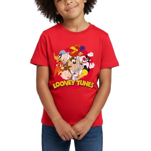 Image of Spreadshirt Looney Tunes Group Kids' T-Shirt, 122/128 (7-8 Years), red