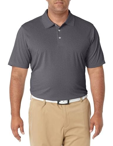 Image of Amazon Essentials Men's Golf Polo Shirt, Quick Dry, Short Sleeve, Dark Grey Heather, XL