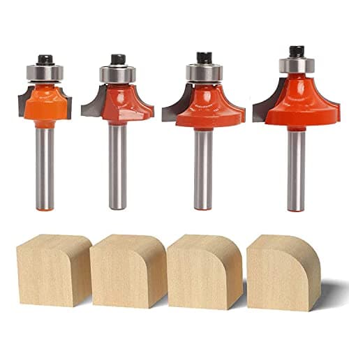 Image of Sinoprotools 4Pcs Round Over Router Bits 1/4 Shank, Roundover Beading Router Bit Set, Tungsten Carbide, Corner Rounding Edge-Forming, Round Over Edging Router Bits (1/8”, 1/4”, 5/16”, 3/8” Radius)