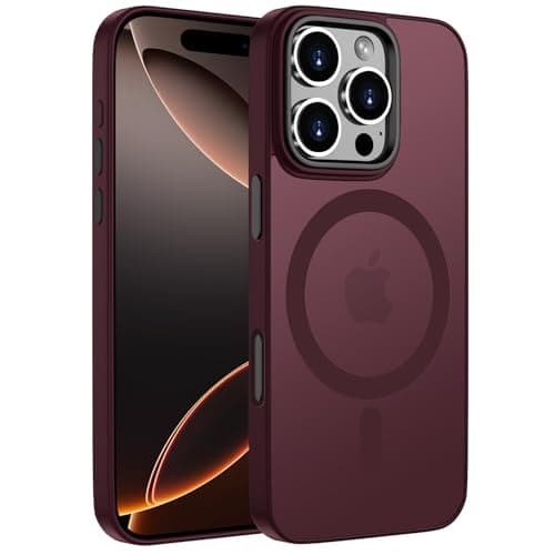 Image of KPPIT for iPhone 16 Pro case Compatible with MagSafe 6.3 inch,Magnetic Case for iPhone 16 Pro Phone case Slim Translucent Matte Back Cover-Plum colour