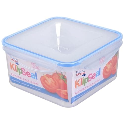 Image of HOMESHOPA Plastic Airtight Food Storage Container, 1 Pack 2 Litre Square Leakproof Stackable Container with Clip-Lock Lid, BPA Free Reusable Meal Prep Lunch Box, Microwave Freezer & Dishwasher Safe
