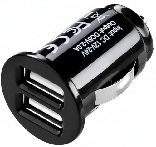Image of Fast USB Car Charger Dual Port Car Adapter 12V/24V Cigarette Lighter Socket Charging Plug Compatible with i-Phone, Samsung and Android phones (Pack of 1)
