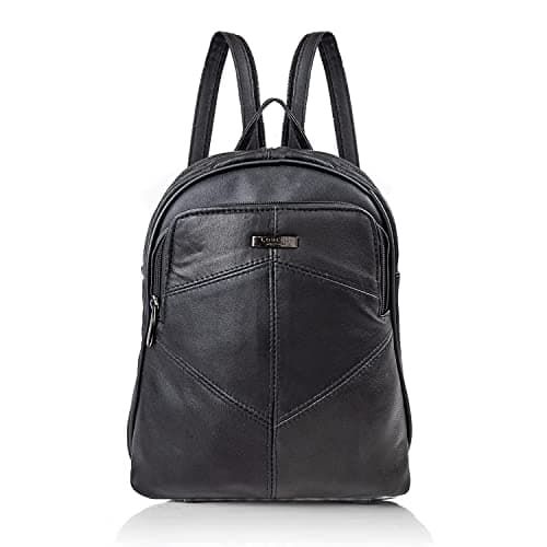 Image of Woodland Leathers women's fashion backpacks small black backpacks for women with anti theft zipper and hand bag handle, 2 in 1 Sling Backpack (Black 2)