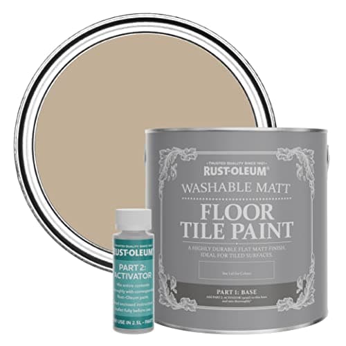 Image of Rust-Oleum Brown Washable Matt Floor Tile Paint - Salted Caramel 2.5L