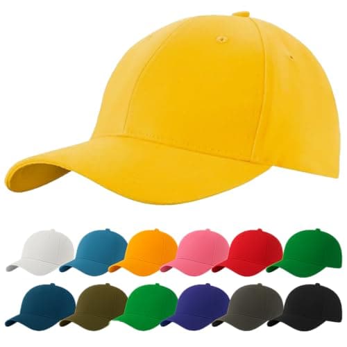 Image of 4sold Men Women 100% Baseball Cap Polo Style Classic Sports Casual Plain Sun Hat Hats Brass (Yellow)