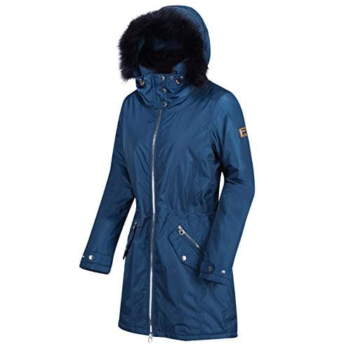 Image of Regatta Women's Lexia Waterproof & Breathable Thermo-Guard Insulated Faux Fur Hooded Outdoor Winter Parka Jacket, Blue Opal, XS (10)